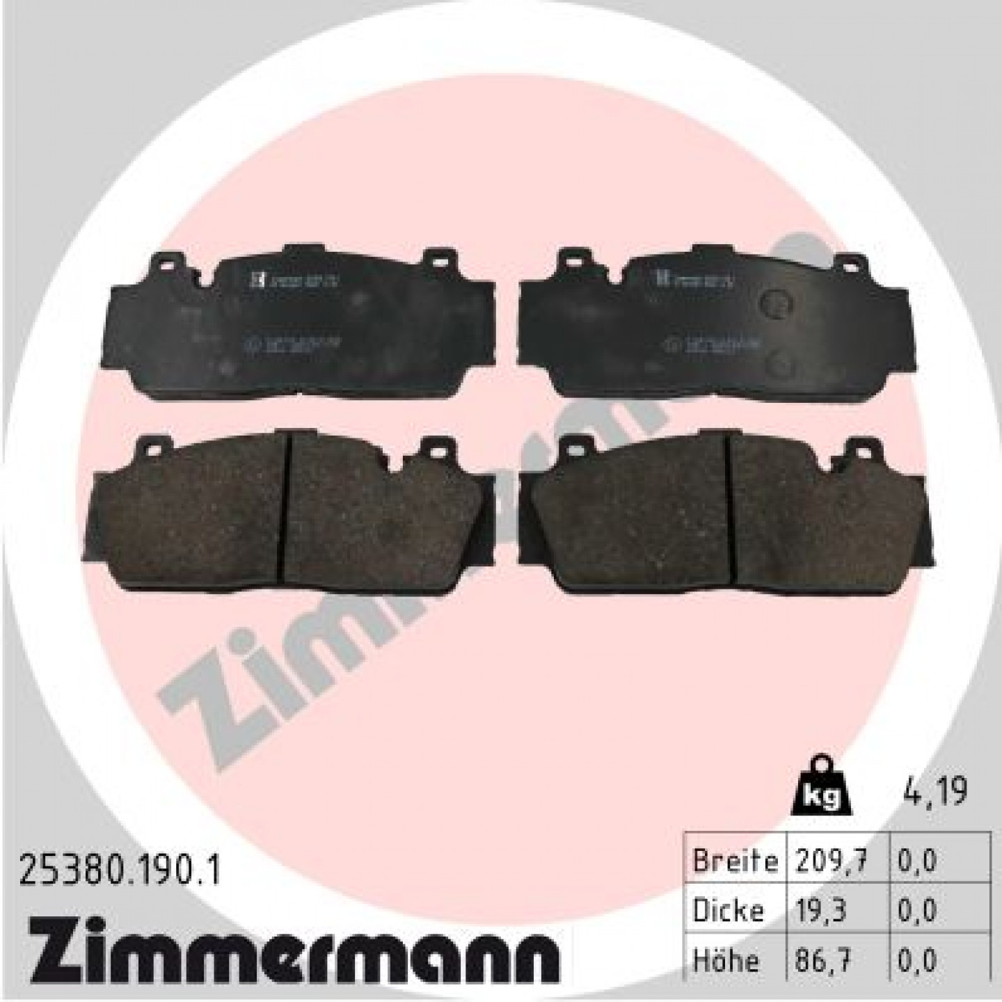 Bremseklodser ZIMMERMANN 25380.190.1