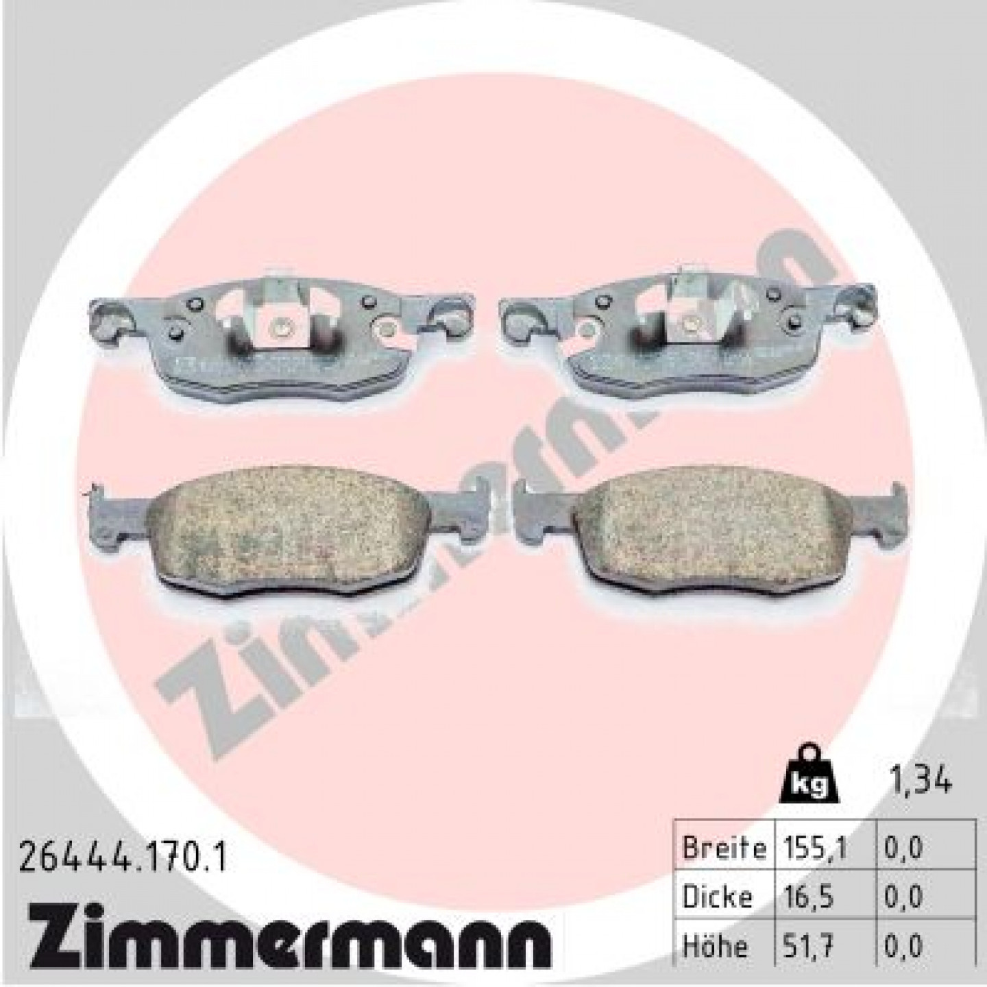 Bremseklodser ZIMMERMANN 26444.170.1