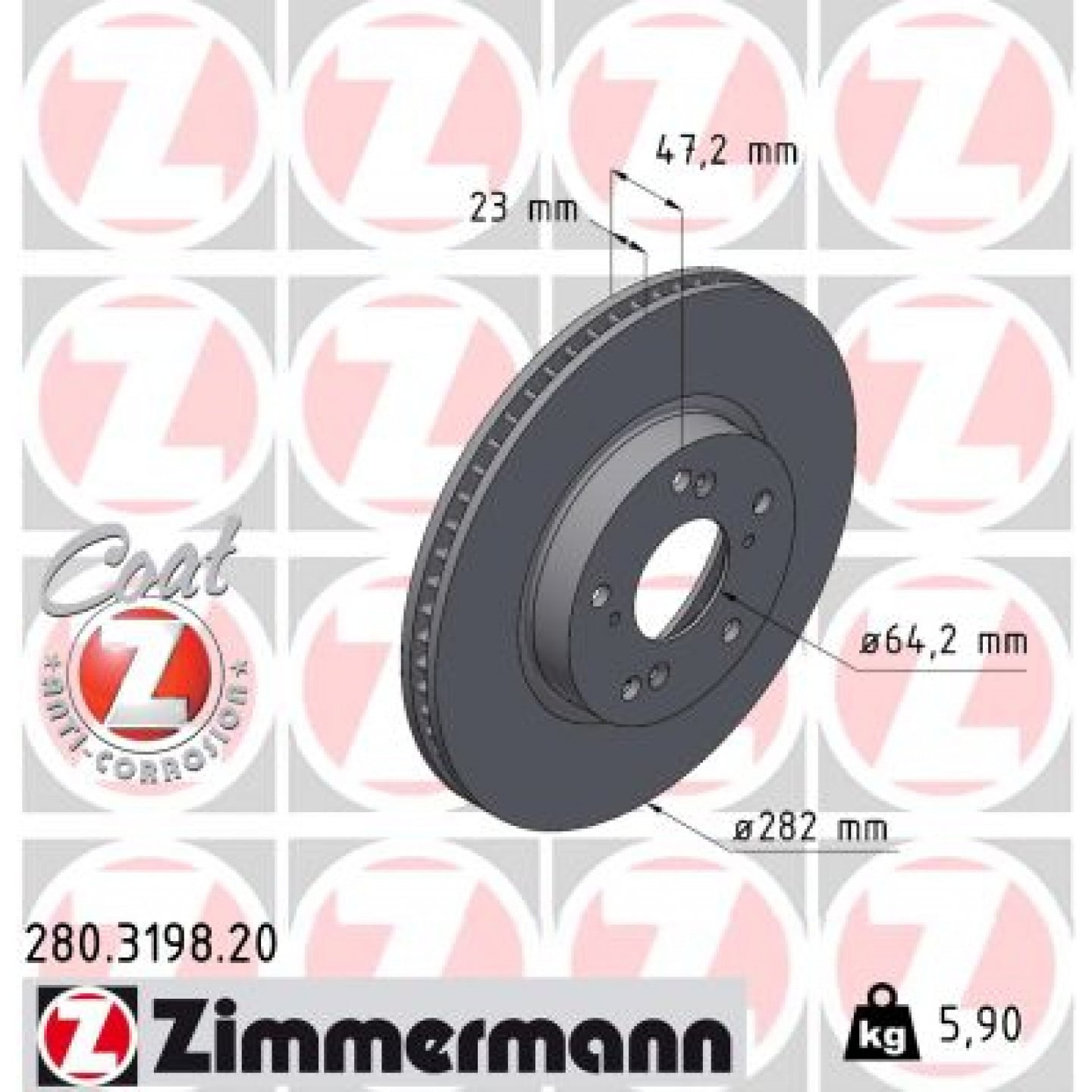 Bremseskive ZIMMERMANN 280.3198.20