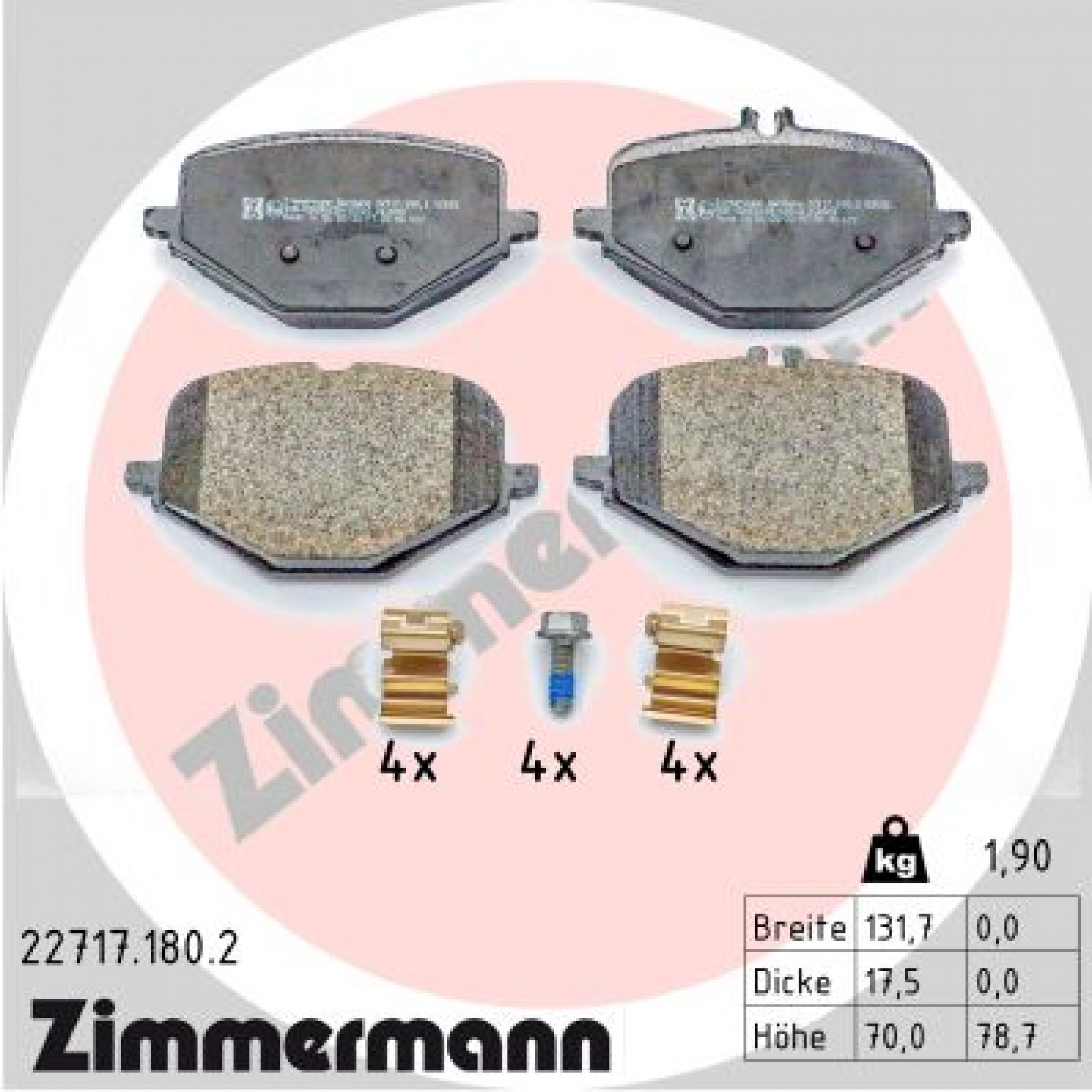 Bremseklodser ZIMMERMANN 22717.180.2