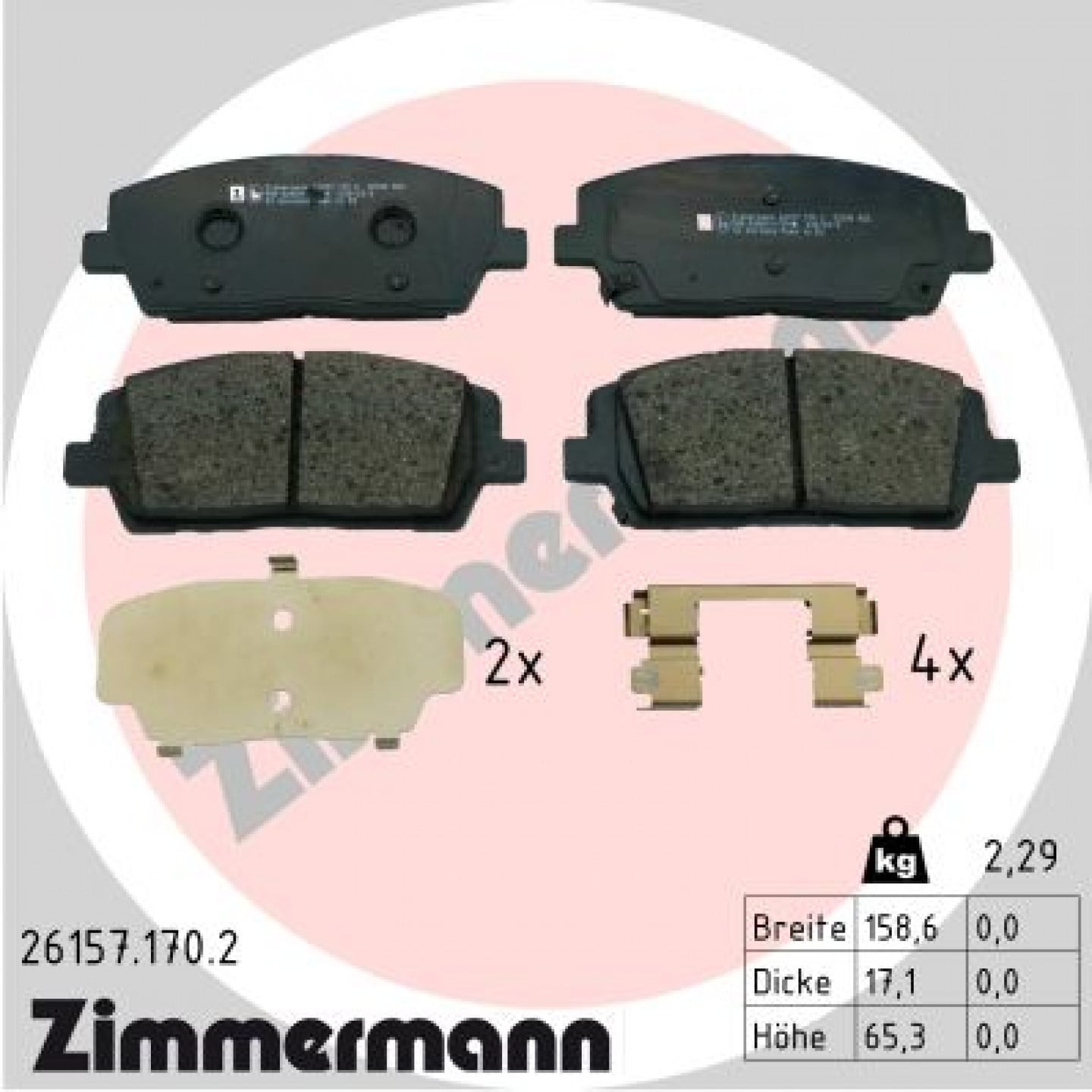 Bremseklodser ZIMMERMANN 26157.170.2