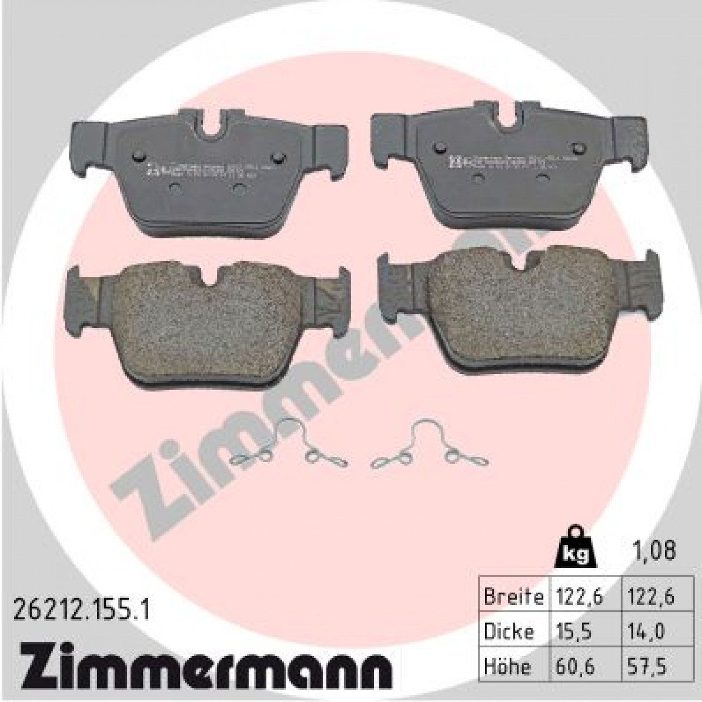 Bremseklodser ZIMMERMANN 26212.155.1