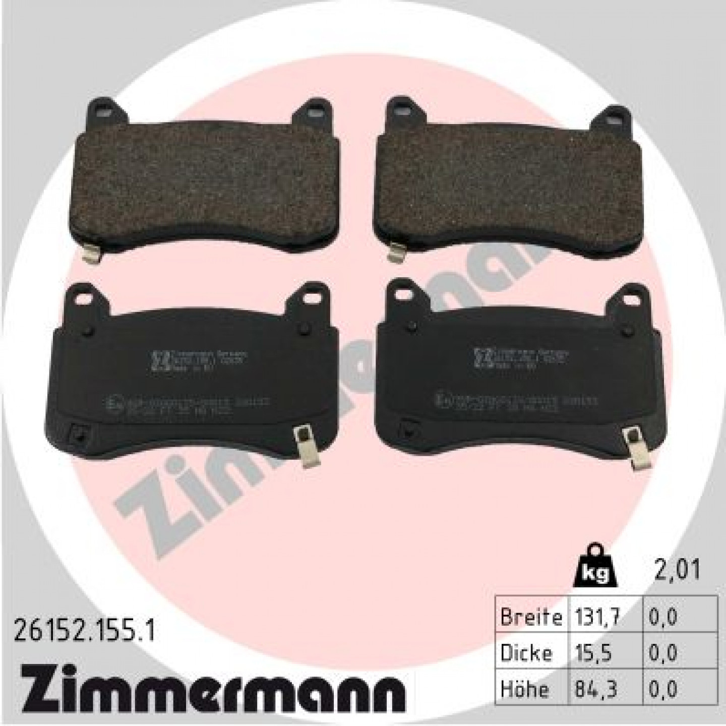 Bremseklodser ZIMMERMANN 26152.155.1