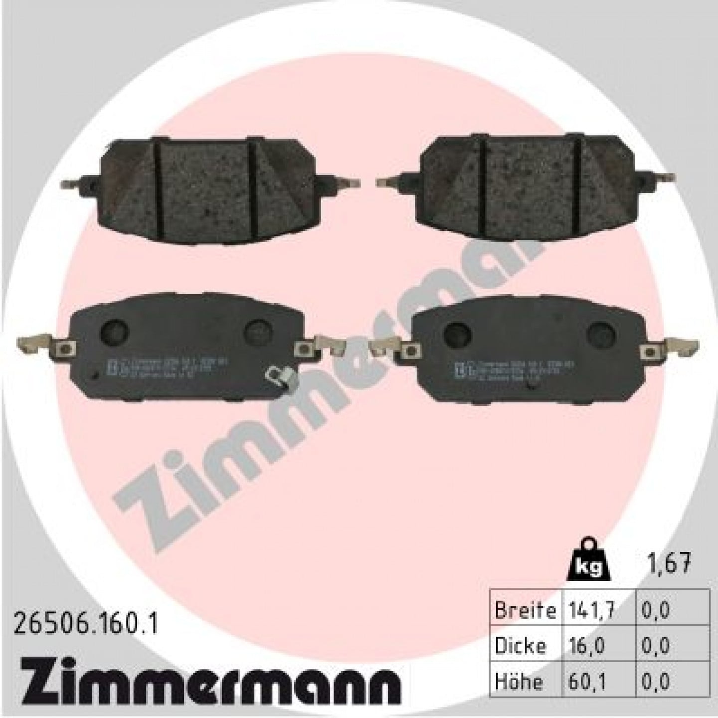 Bremseklodser ZIMMERMANN 26506.160.1