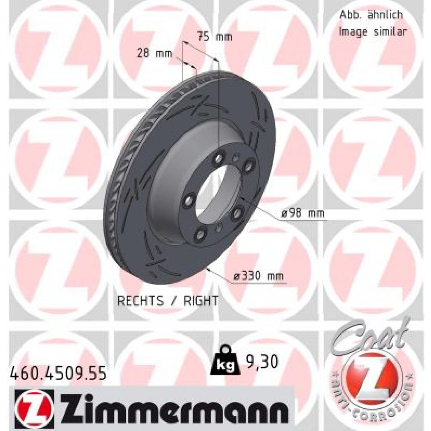 Bremseskive ZIMMERMANN 460.4509.55
