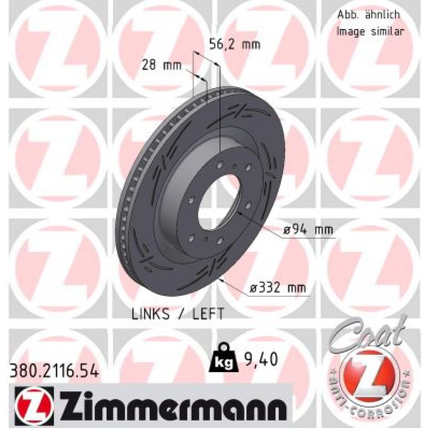 Remschijf ZIMMERMANN 380.2116.54