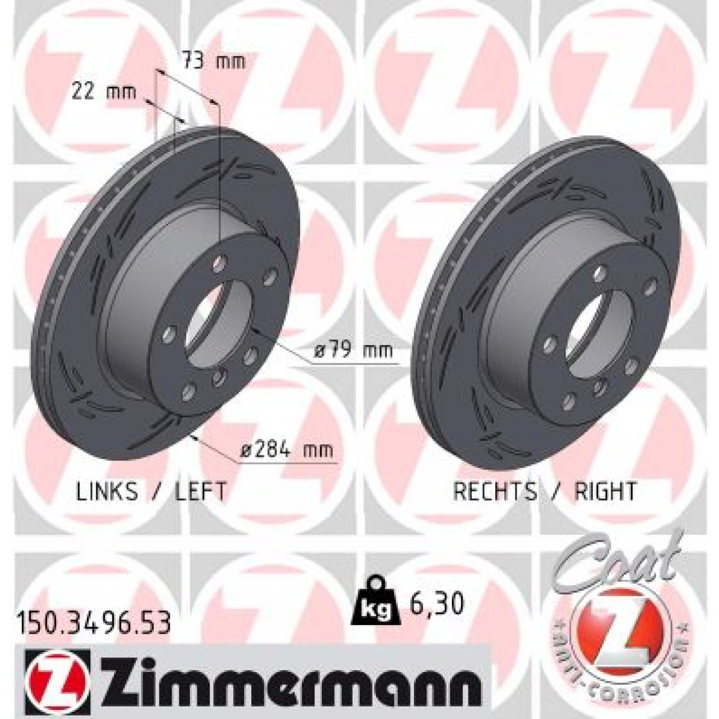 Bremseskive ZIMMERMANN 150.3496.53