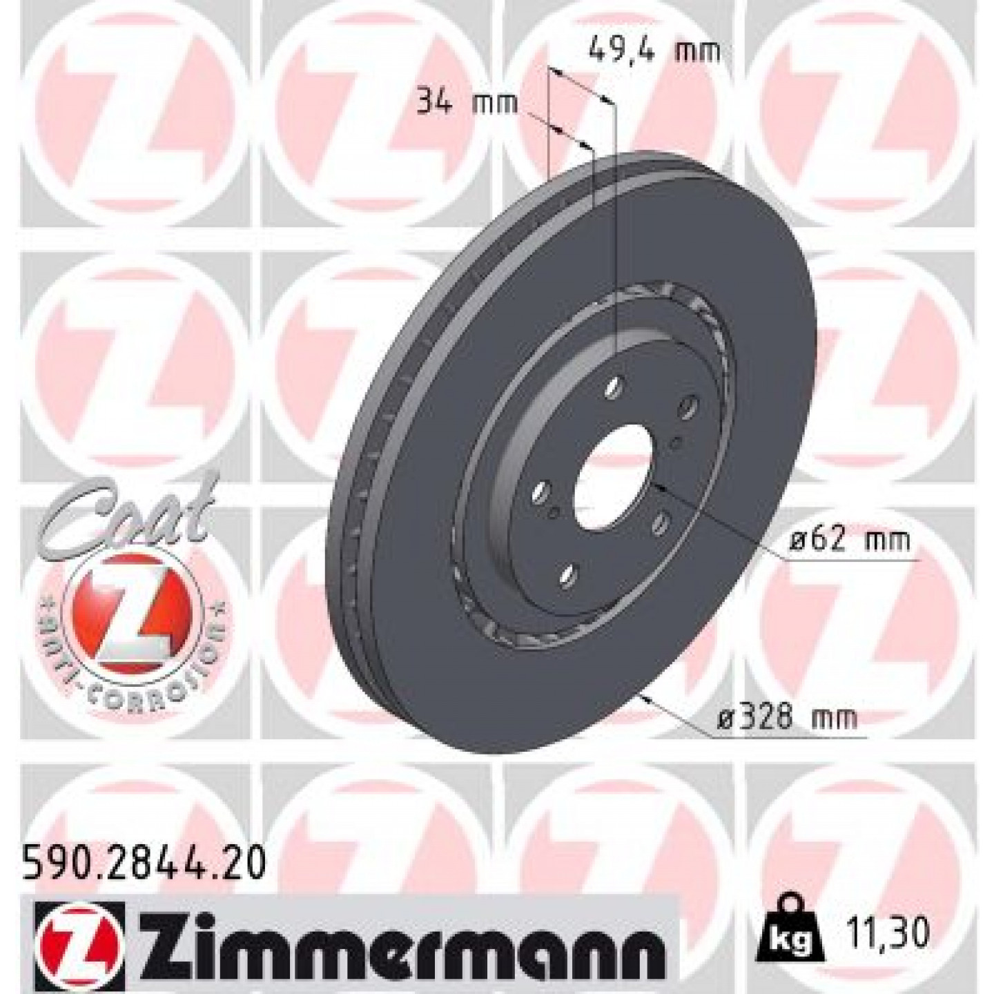 Bremseskive ZIMMERMANN 590.2844.20