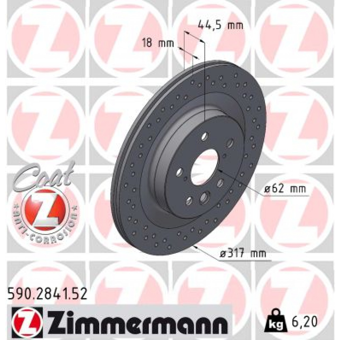 Bremseskive ZIMMERMANN 590.2841.52
