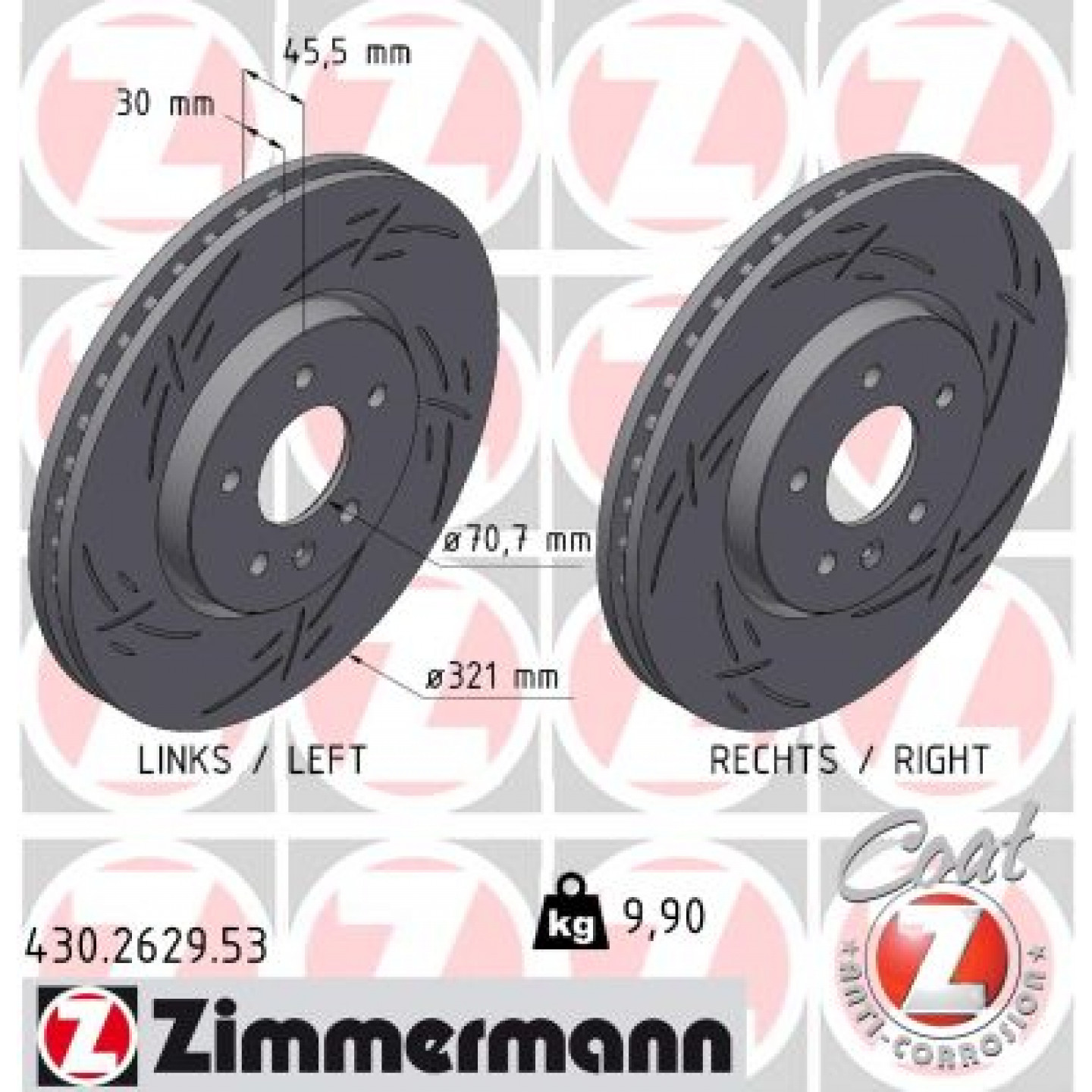 Bremseskive ZIMMERMANN 430.2629.53