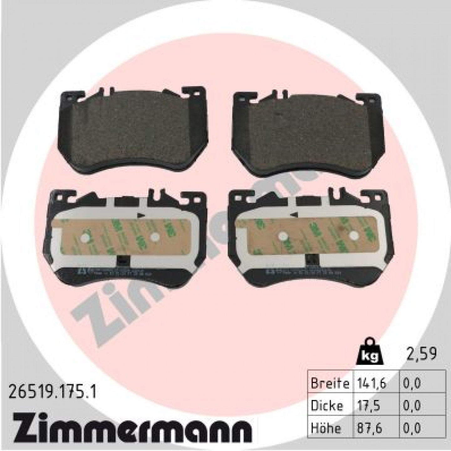 Bremseklodser ZIMMERMANN 26519.175.1