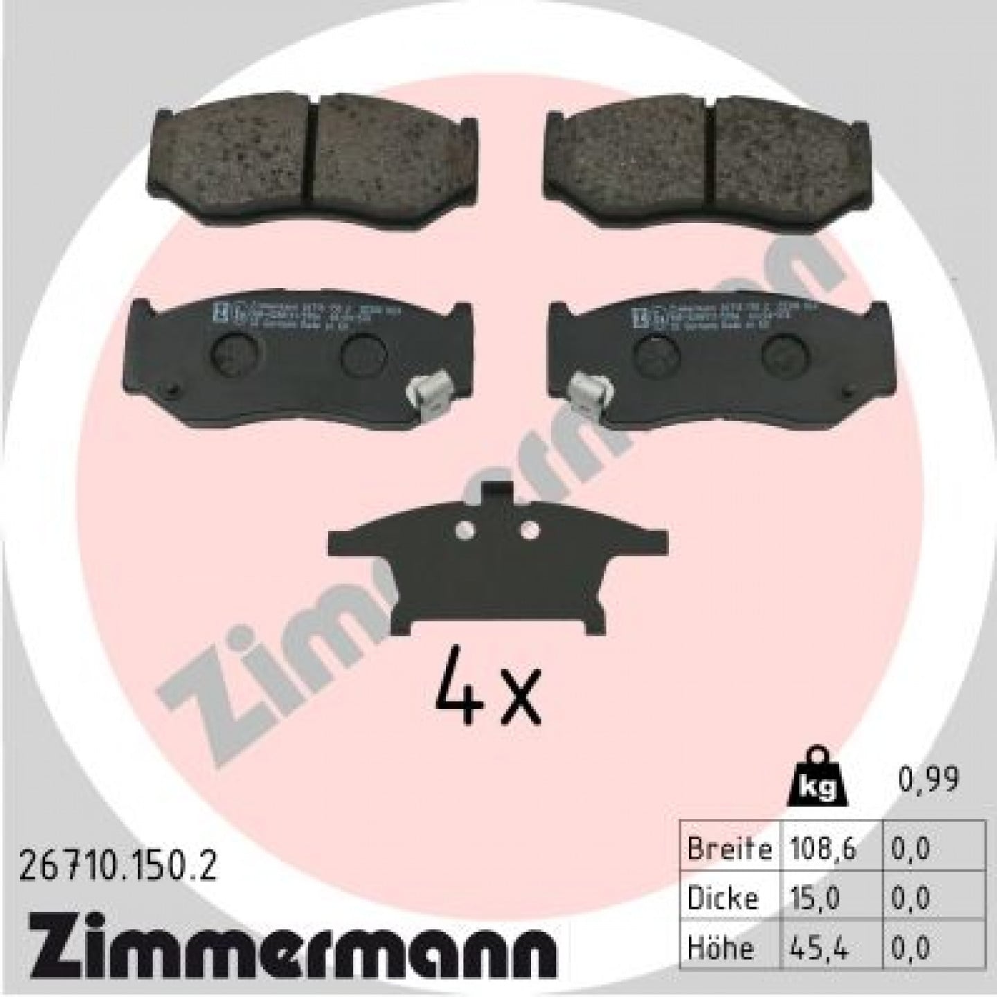 Kit pastiglie freno, Freno a disco ZIMMERMANN 26710.150.2