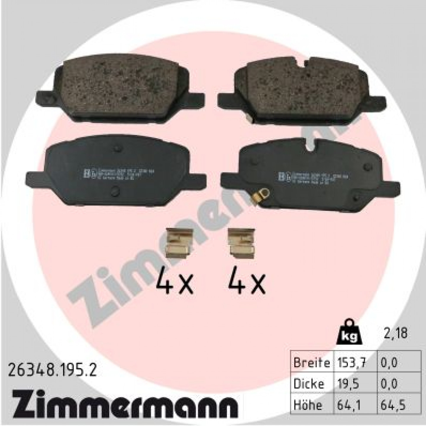 Kit pastiglie freno, Freno a disco ZIMMERMANN 26348.195.2