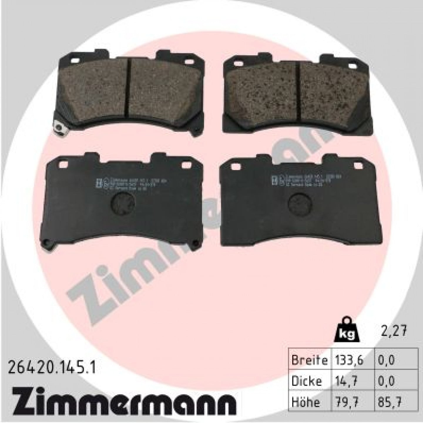 Bremseklodser ZIMMERMANN 26420.145.1