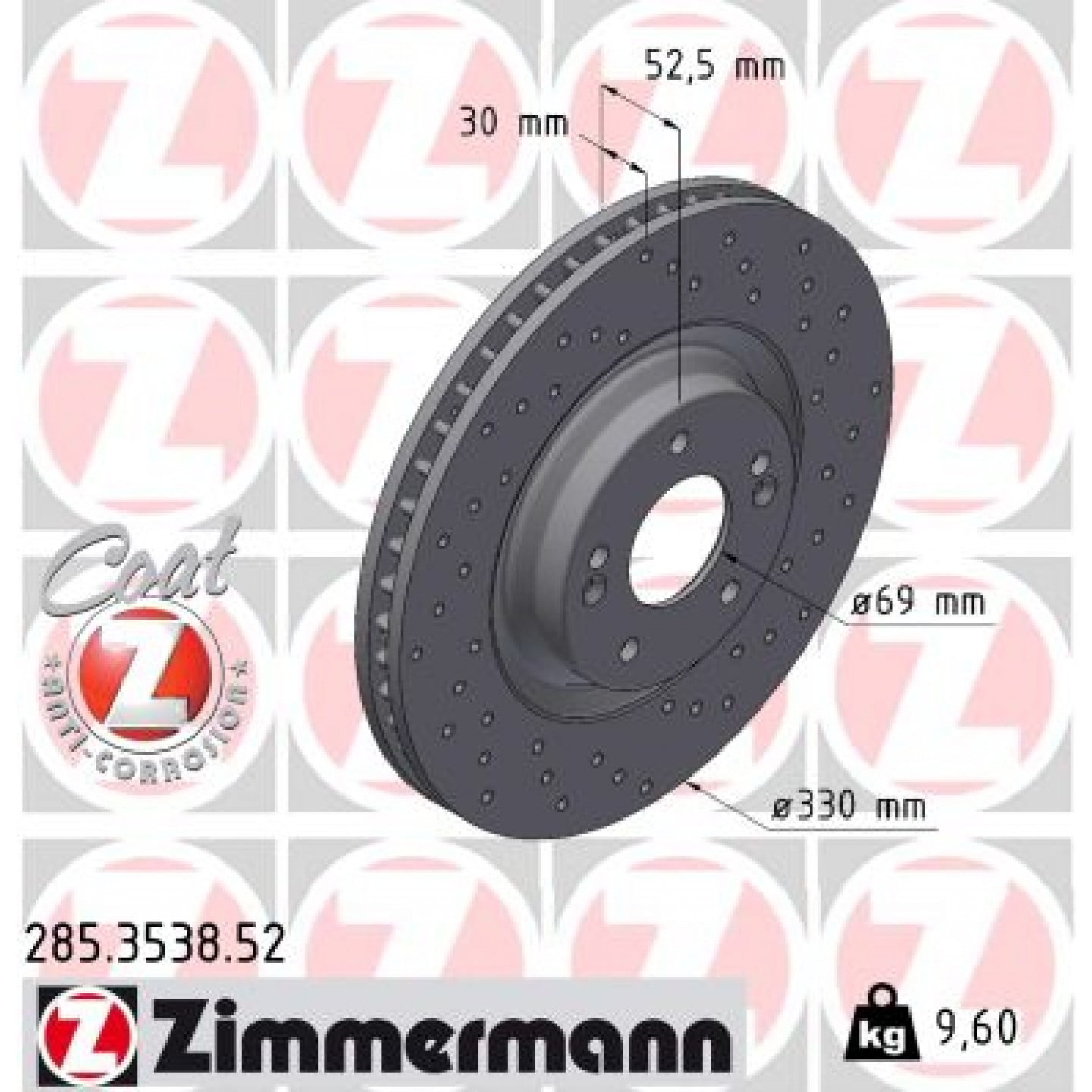 Bremseskive ZIMMERMANN 285.3538.52