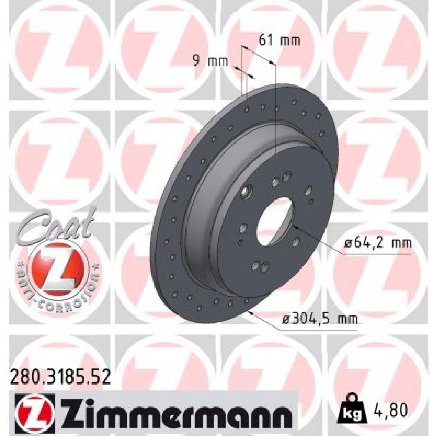 Bremseskive ZIMMERMANN 280.3185.52