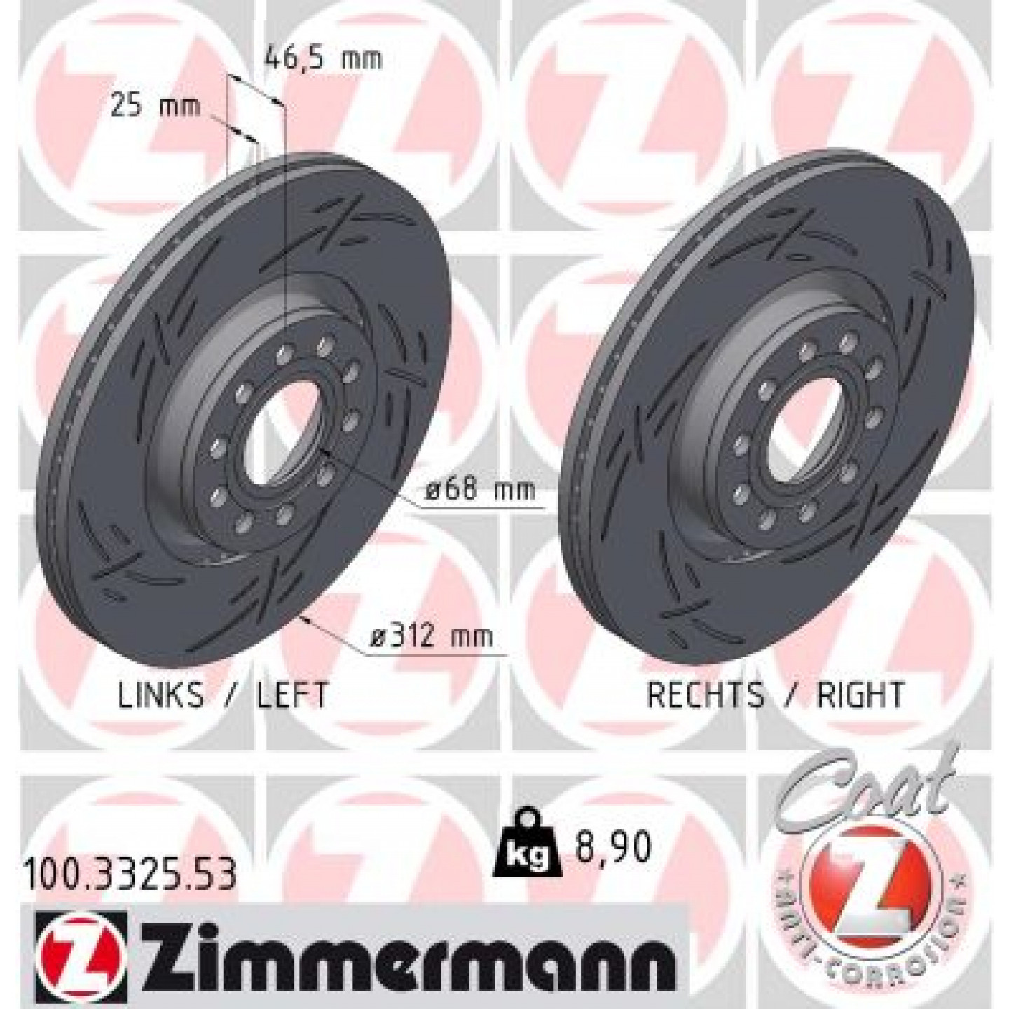 Remschijf ZIMMERMANN 100.3325.53