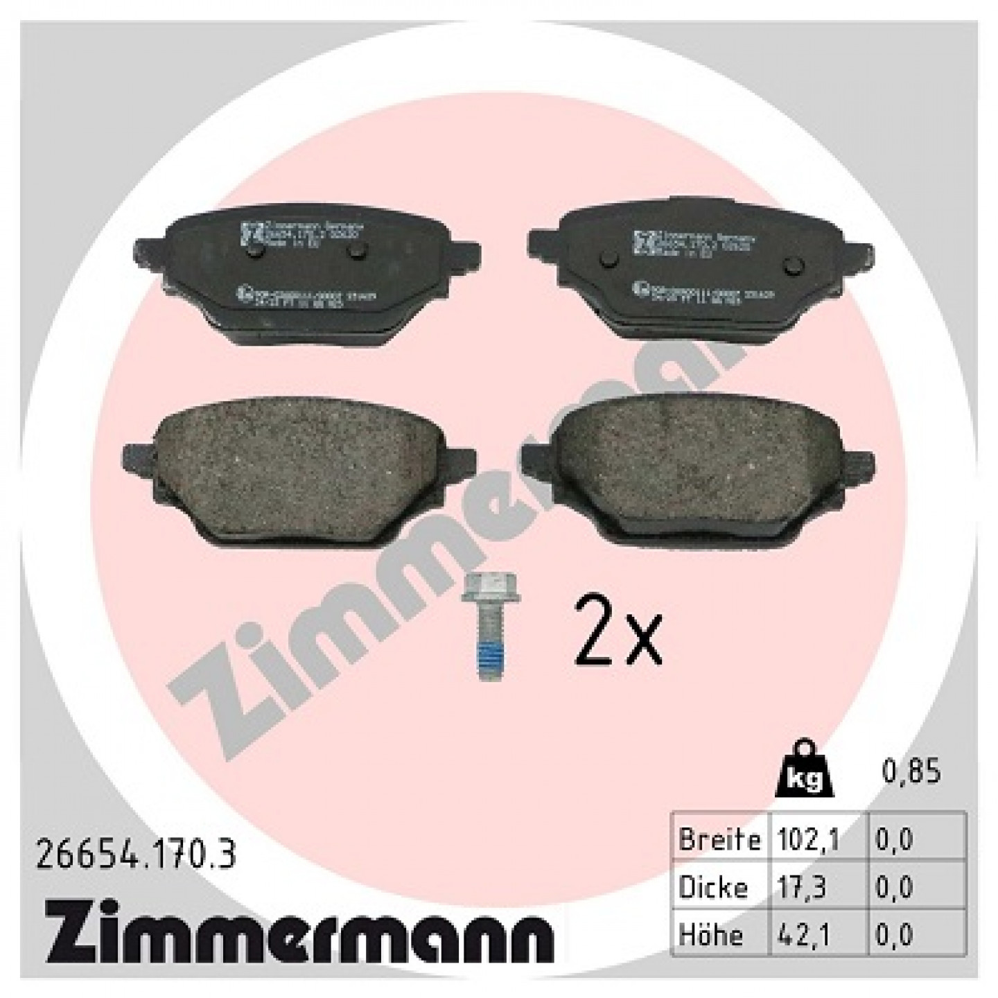 Kit pastiglie freno, Freno a disco ZIMMERMANN 26654.170.3