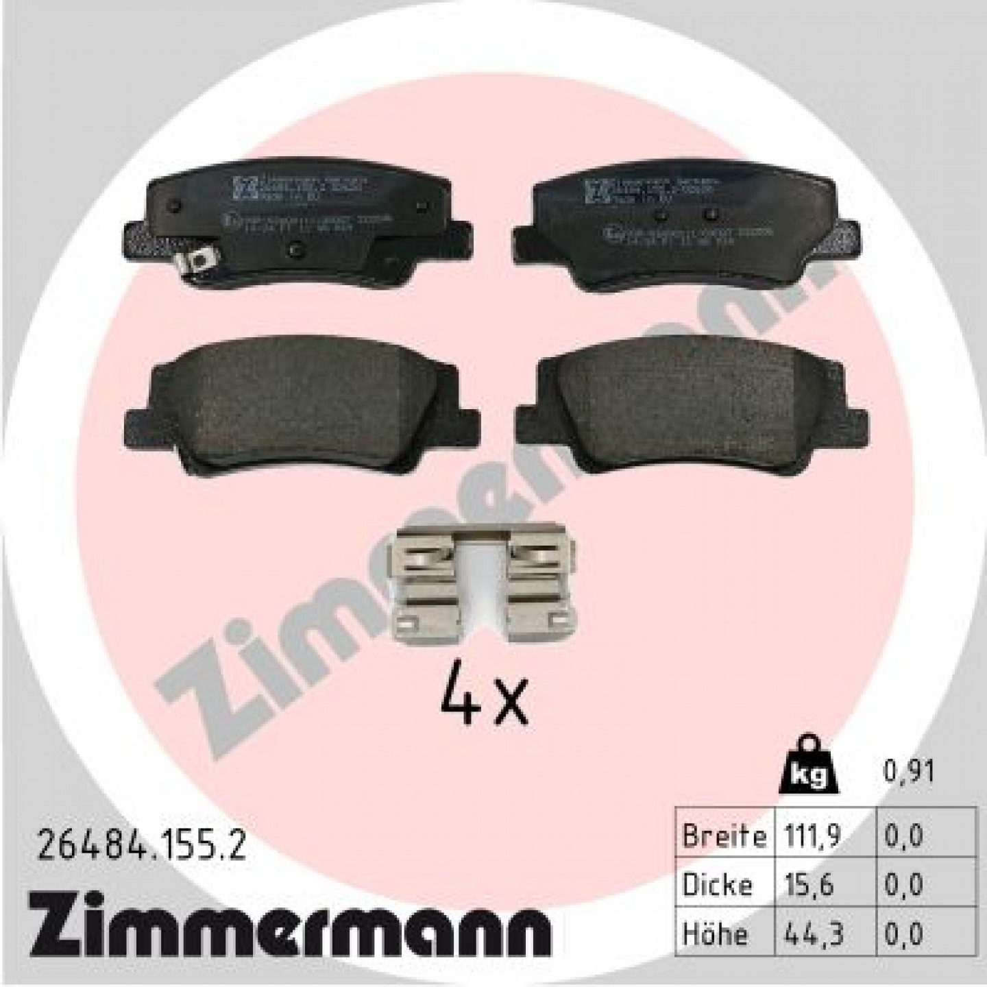 Kit pastiglie freno, Freno a disco ZIMMERMANN 26484.155.2