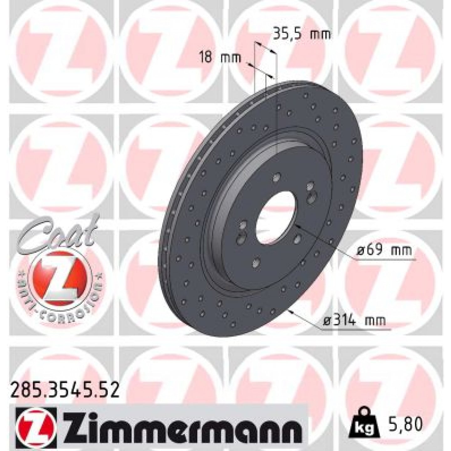 Remschijf ZIMMERMANN 285.3545.52
