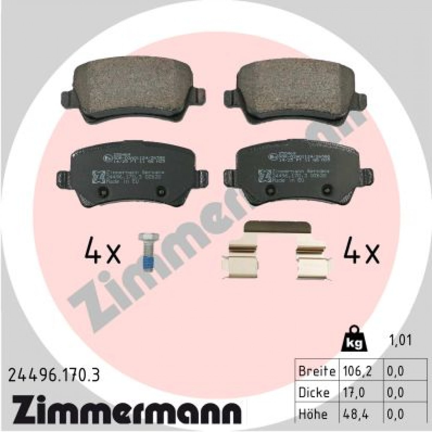 Kit pastiglie freno, Freno a disco ZIMMERMANN 24496.170.3