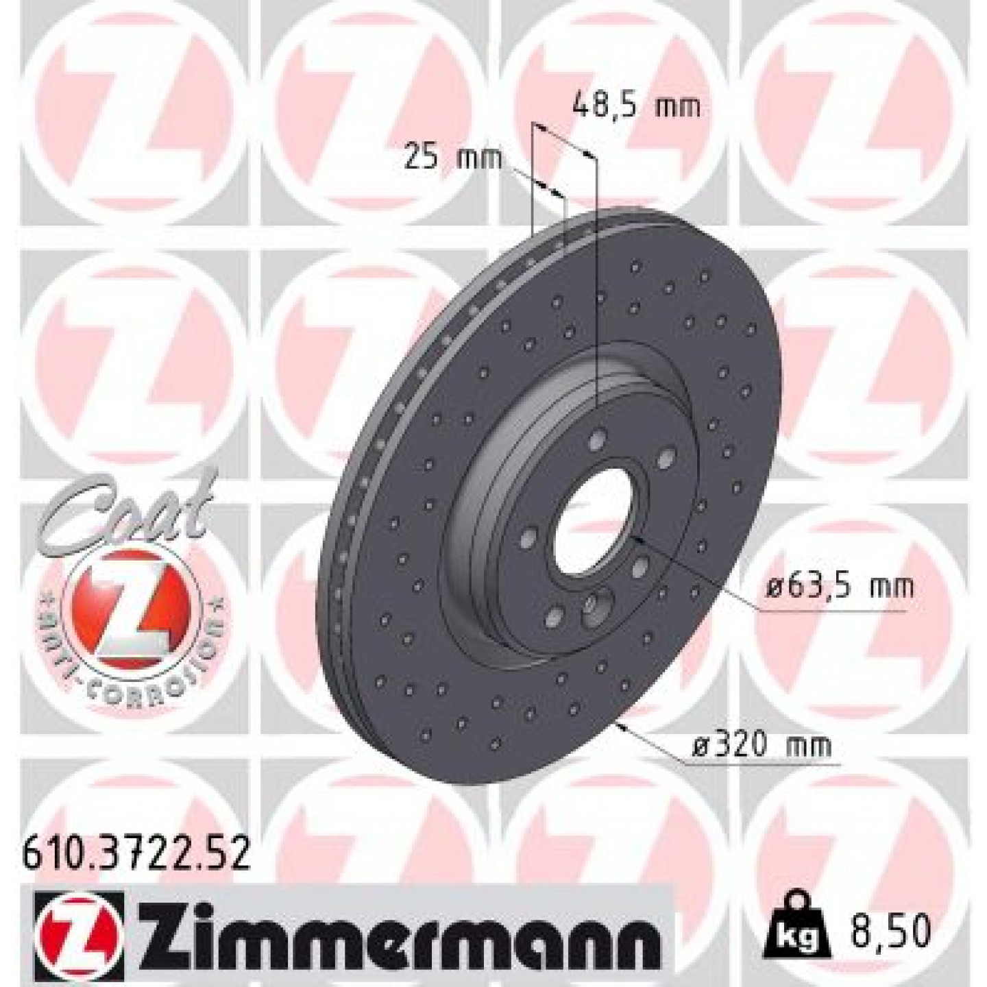 Bremsscheibe ZIMMERMANN 610.3722.52