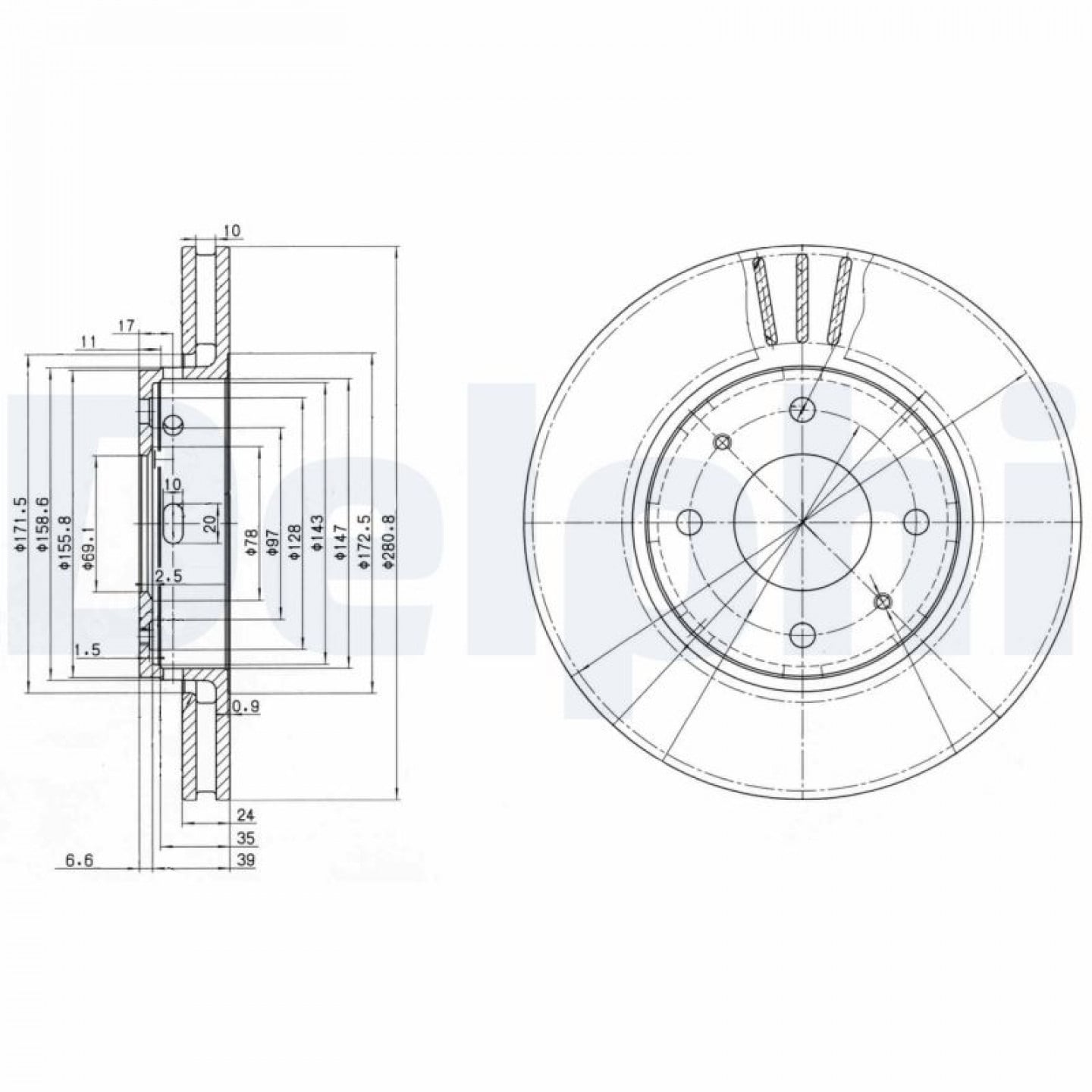 Remschijf DELPHI BG3501C