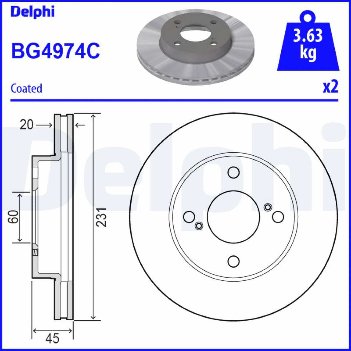 Bremsscheibe DELPHI BG4974C