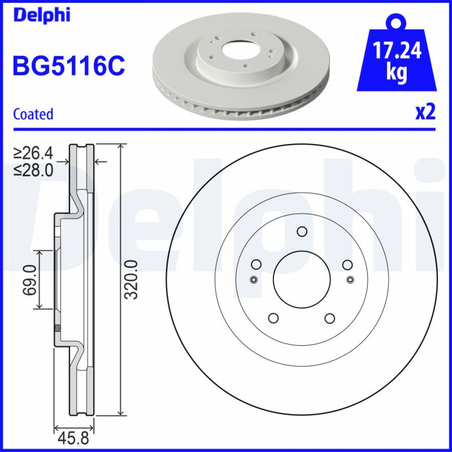 Remschijf DELPHI BG5116C