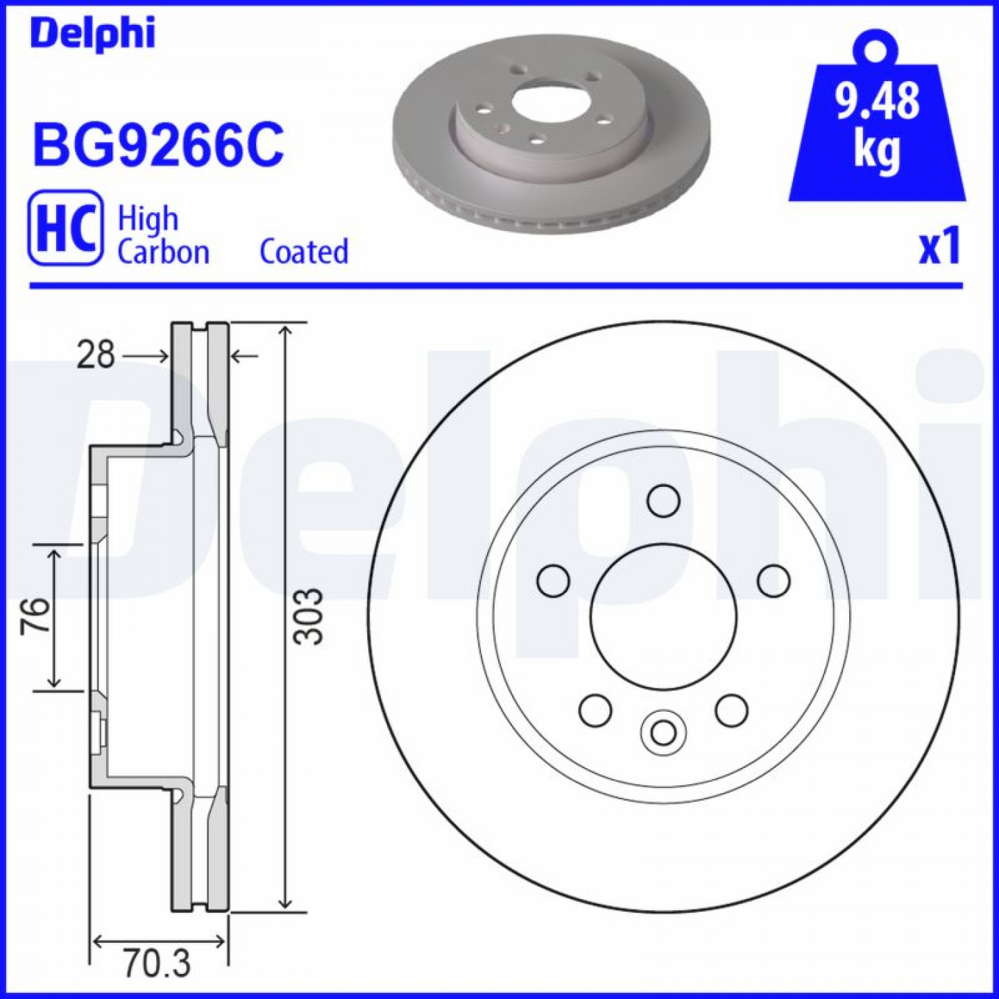 Remschijf DELPHI BG9266C