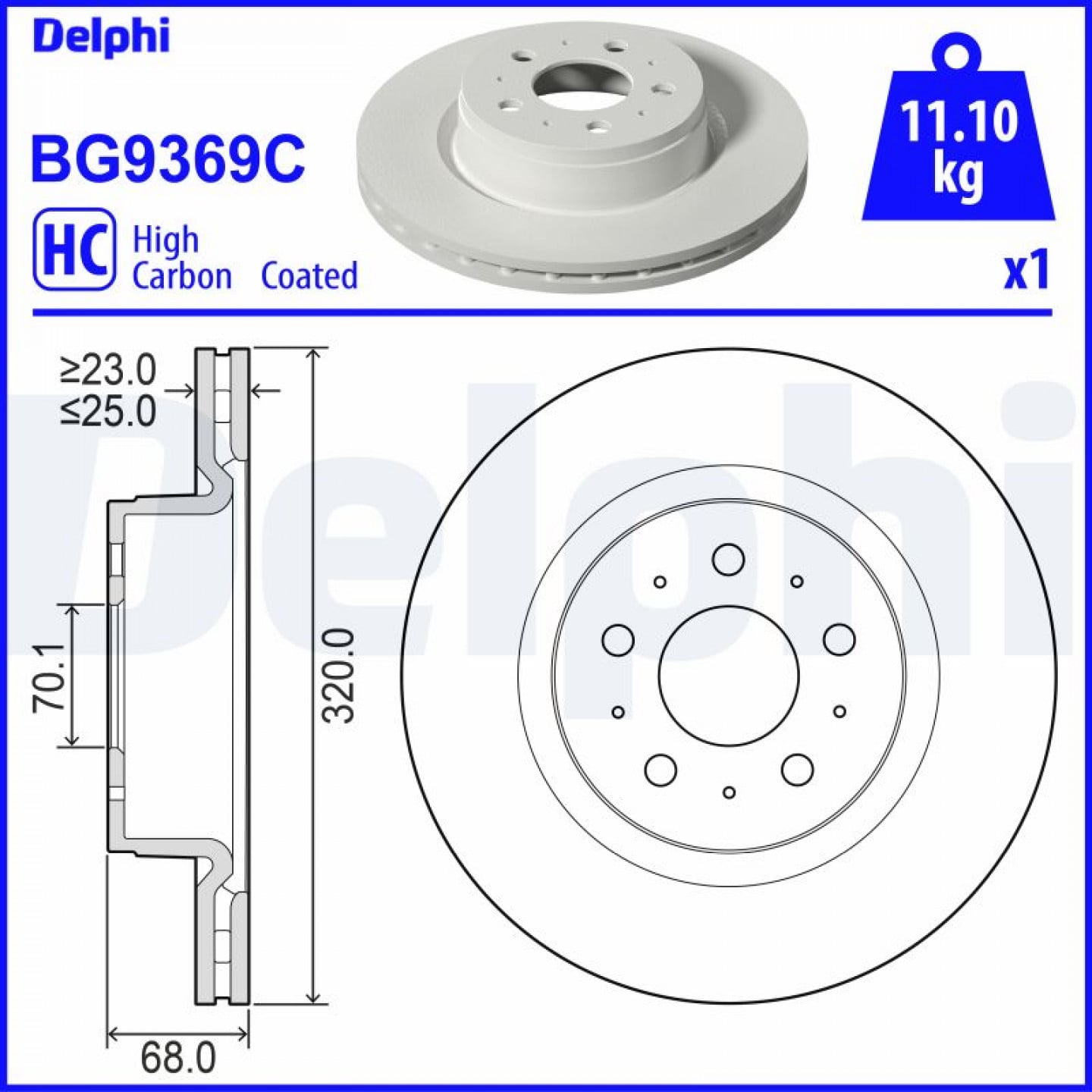Remschijf DELPHI BG9369C