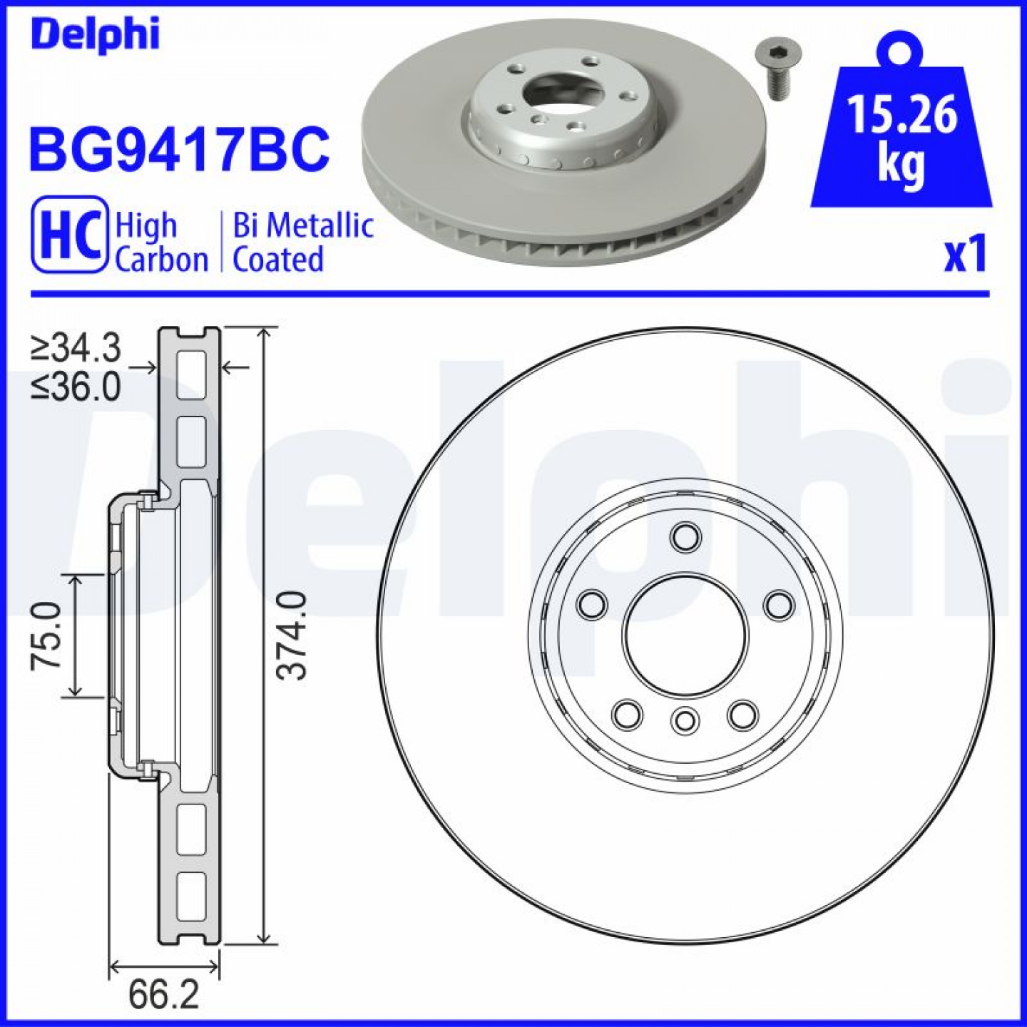 Remschijf DELPHI BG9417BC