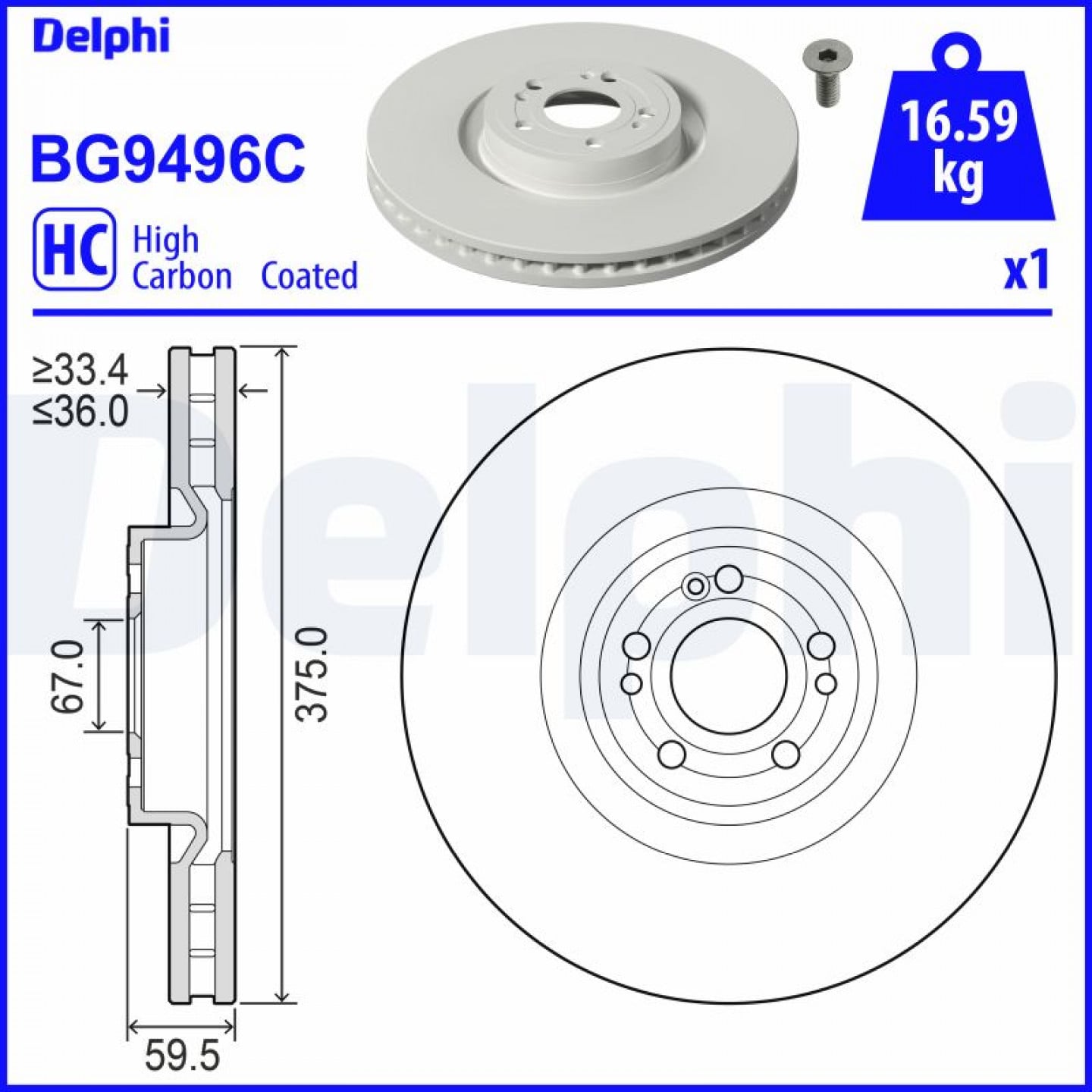 Remschijf DELPHI BG9496C