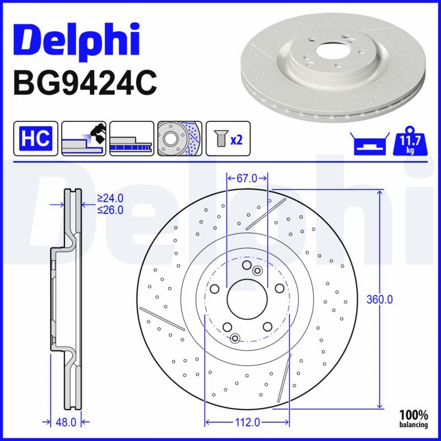 Remschijf DELPHI BG9424C