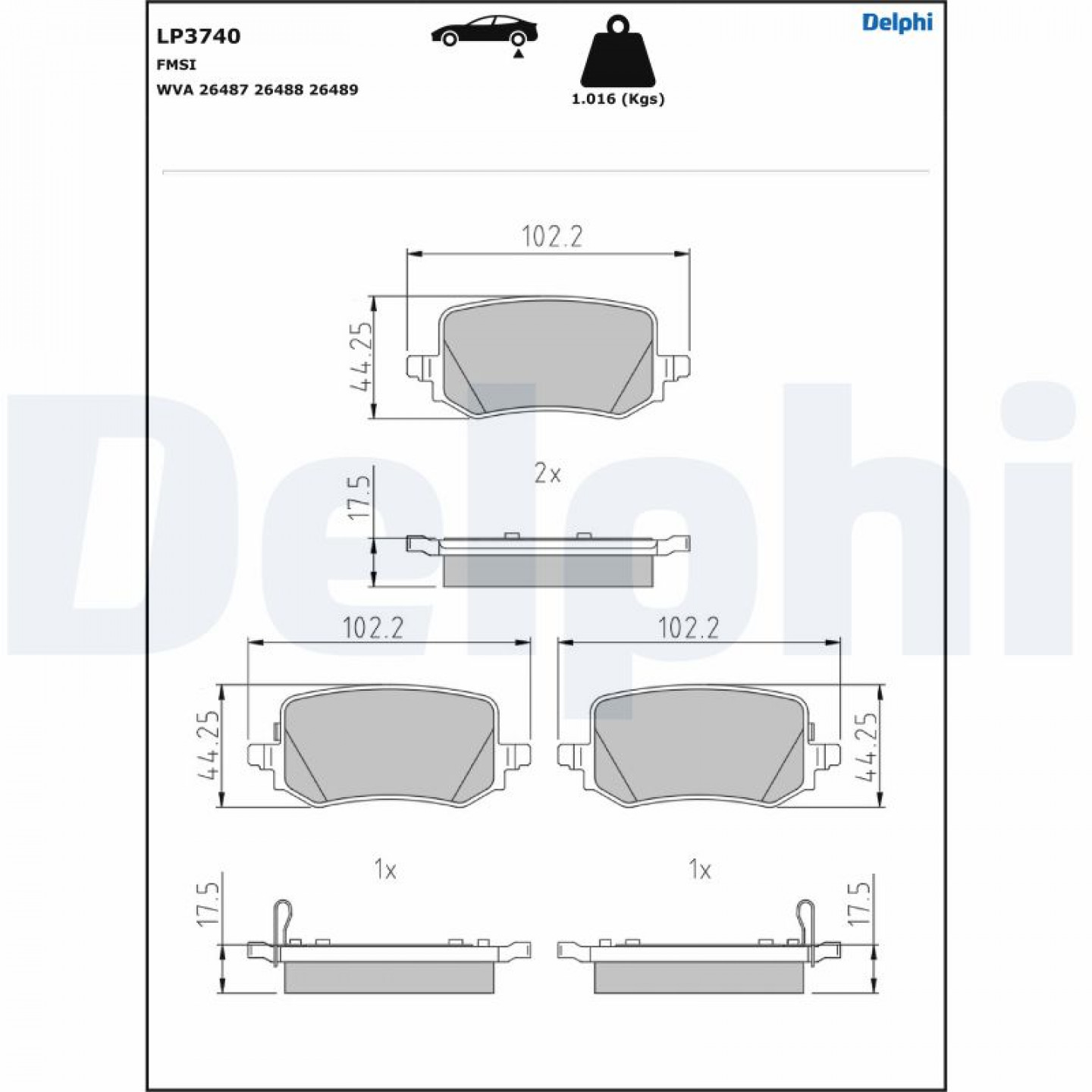 Kit de plaquettes de frein, frein à disque DELPHI LP3740