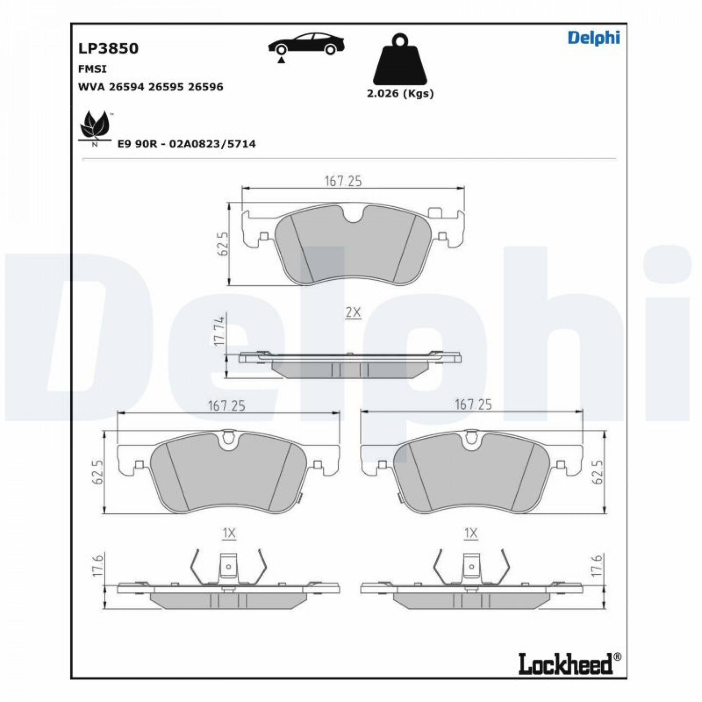 Kit pastiglie freno, Freno a disco DELPHI LP3850