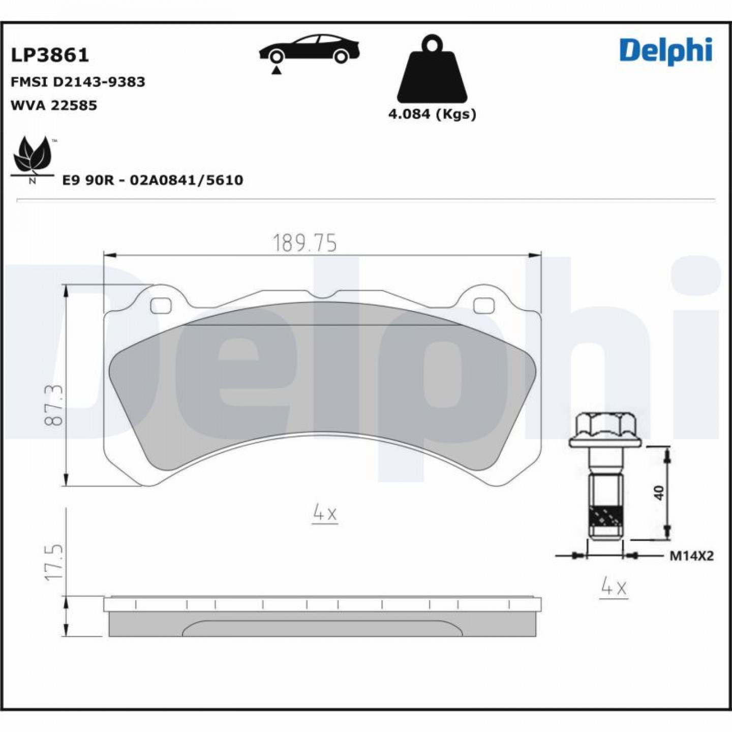 Kit de plaquettes de frein, frein à disque DELPHI LP3861