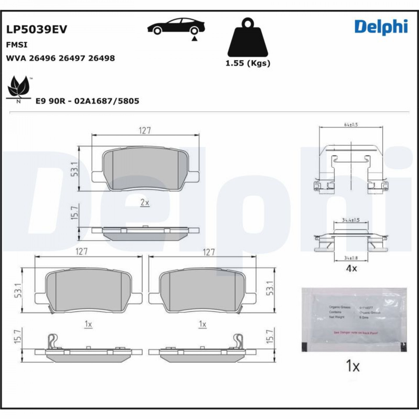 Bremseklodser DELPHI LP5039EV