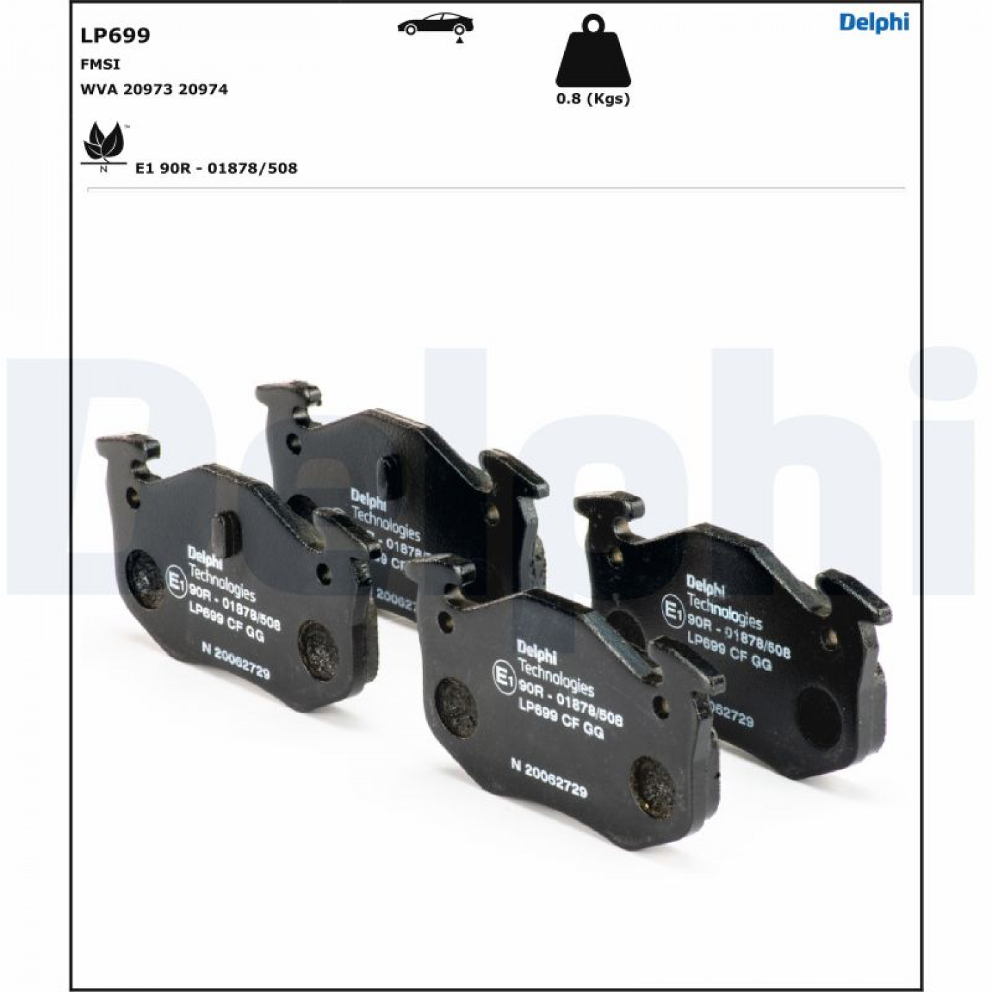 Brake Pad Set, disc brake DELPHI LP699 - Trodo.com