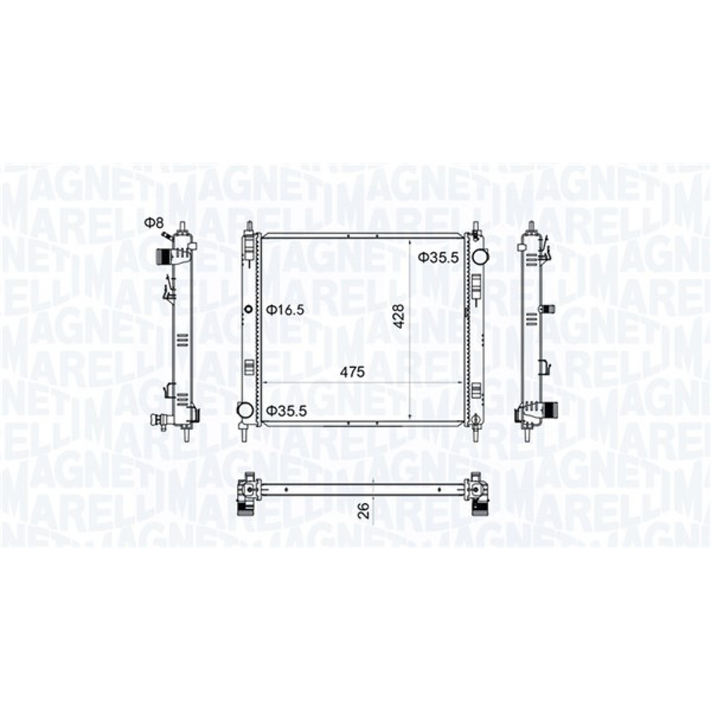 Magneti Marelli Radiador, Refrigeración Del Motor 350213205500