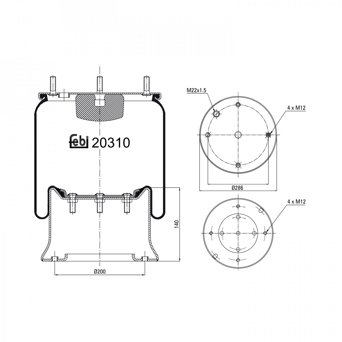 Mech, pneumatické odpružení FEBI BILSTEIN 20310