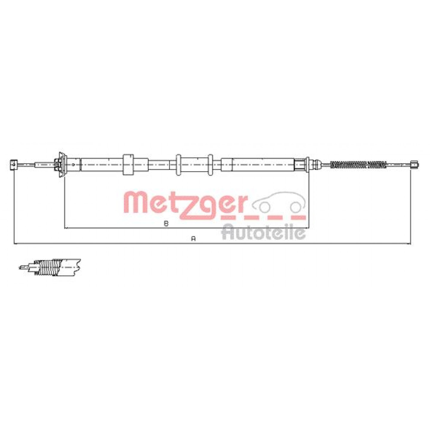 Kabel, parkeringsbremse METZGER 12.0702