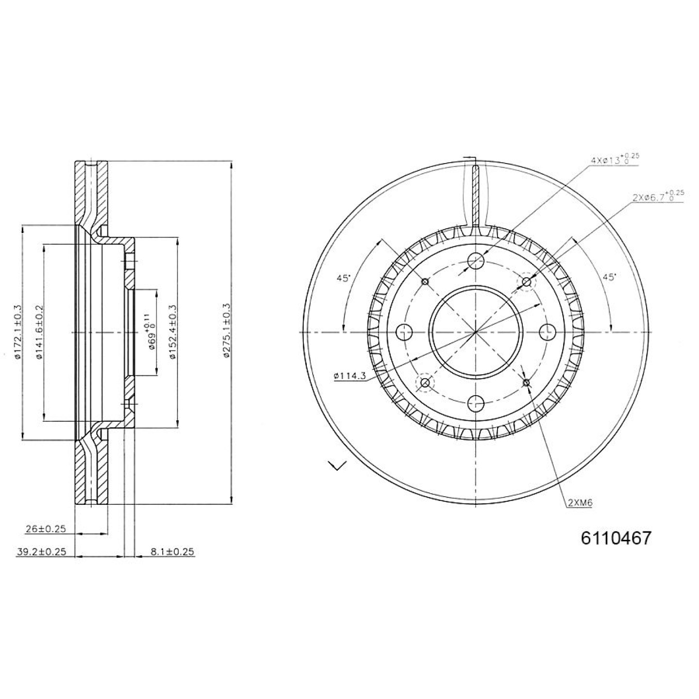 Discofreno METZGER 6110467