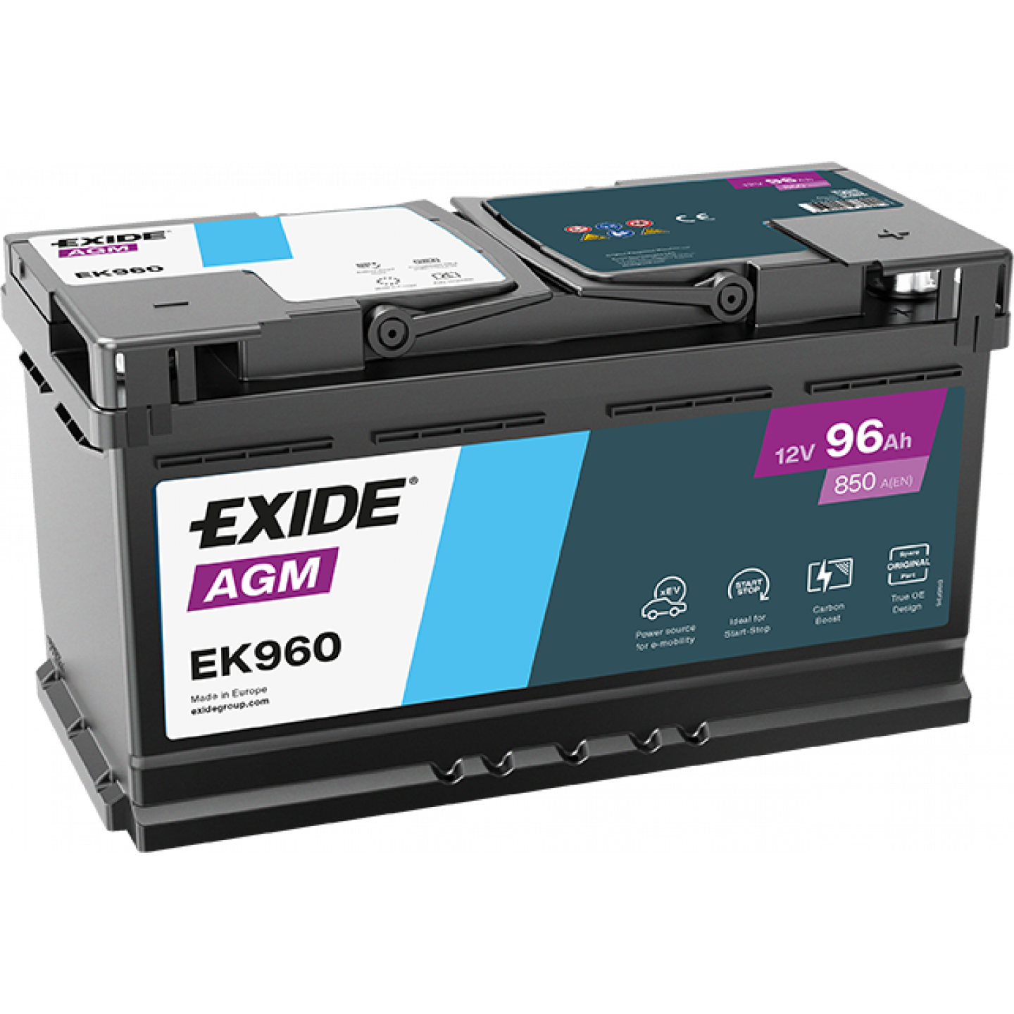 エクスイディアルexideal Akumuliatorius EXIDE AGM EK960 96Ah 850A - Trodo.lt