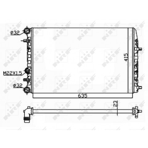 NRF 50542 Radiateur du moteur ailettes jointes mécaniquement, Aluminium