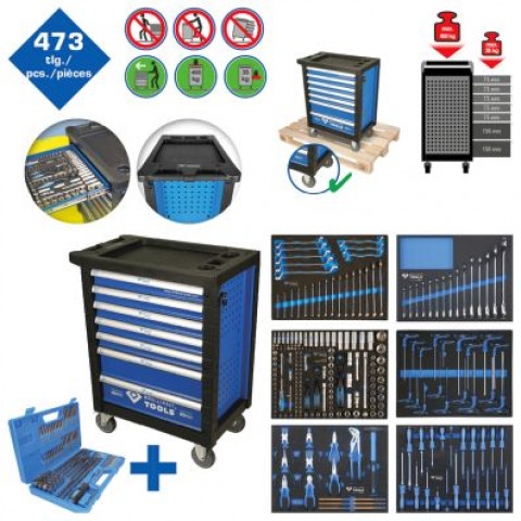 Tool cabinet with 7 drawers and 473 premium tools, Brilliant Tools 