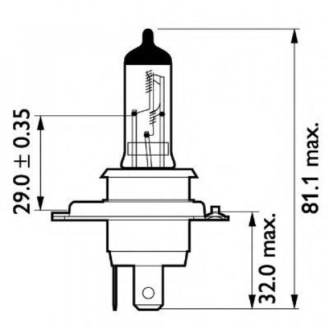 Ampoule H4 P43t 75/70W 24V LLHD Longue durée de vie BOSMA