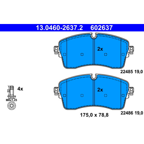 ATE 13046029372 Set Pastiglie Freno A Disco Posteriori Per Volkswagen Golf II - Kit Completo Con Accessori