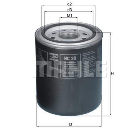 Filter, operating hydraulics MAHLE ORIGINAL HC 28- Trodo.com