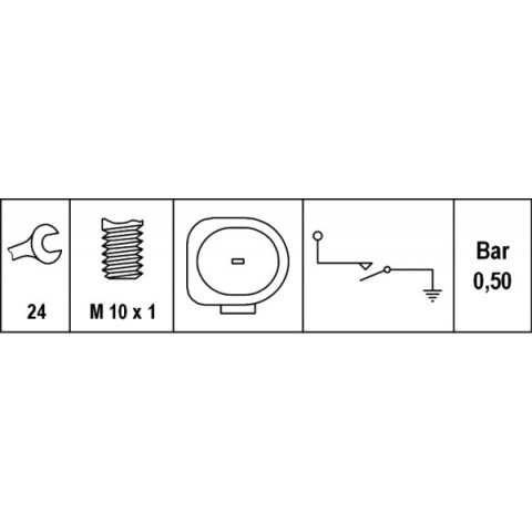 Interruttore Pressione Olio HELLA 6ZL 008 280-101: 12V, 2 Poli, Filetto M10x1, Contatto Di Chiusura